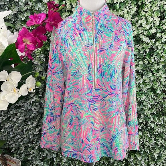 Lilly Pulitzer UPF 50+ Skipper Popover Pink Sunset Coco Breeze - Picture 2 of 14